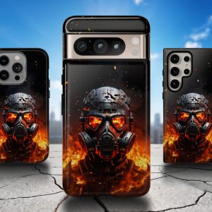 Flaming Gas Mask Guy Phone Case
